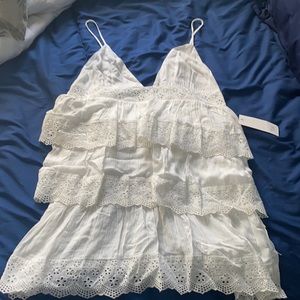 TOBI white layered spaghetti strap dress Size XL